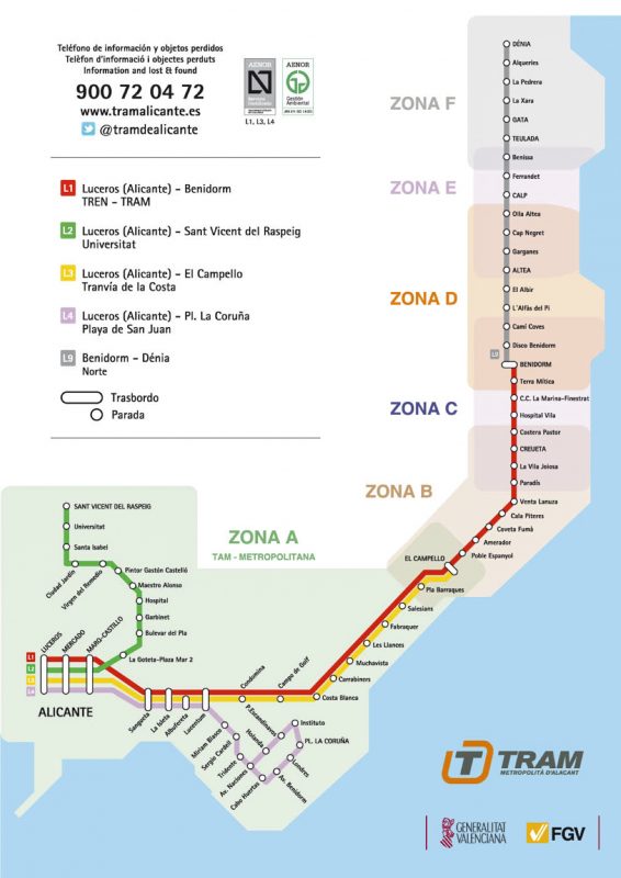 The tram-train route from Alicante